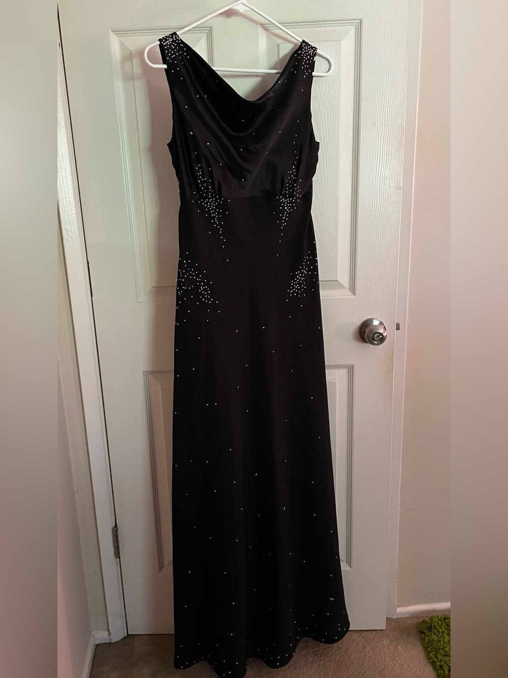 Liz Claiborne Black Sleeveless Maxi Dress with Rhinestone Accents